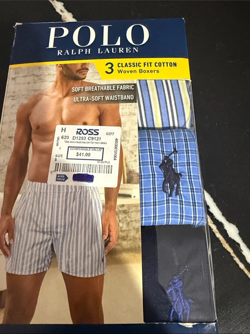 Polo by Ralph Lauren Men’s Blue & White Striped Cotton Boxers - 3 Pack